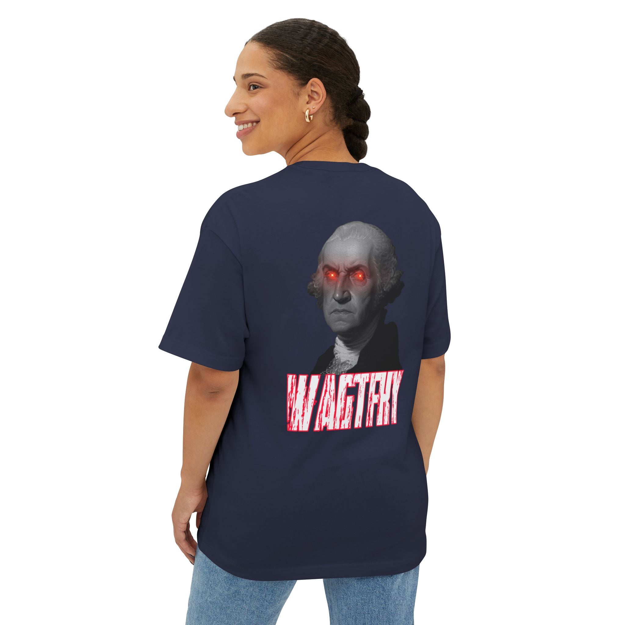 WAGTFKY George Washington Tee — Funny Graphic Oversized Boxy T‑Shirt
